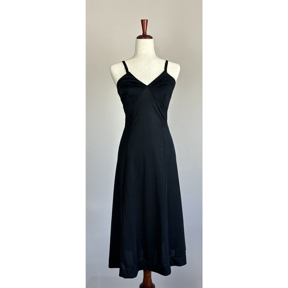 Vintage Textron Slip Womens 32/12 Tall Black‎ Midi Adjustable Straps
